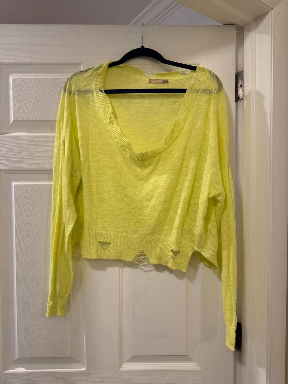 Lightweight Neon Yellow V-Neck Women's Pullover Sweater